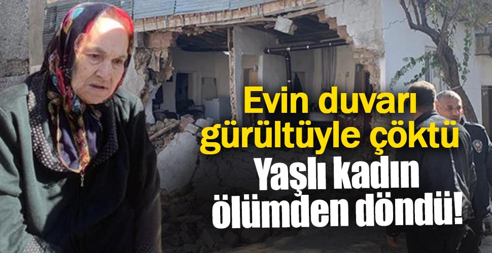 Karaman'da temel kazısı sırasında evin duvarı yıkıldı, yaşlı kadın ölümden döndü