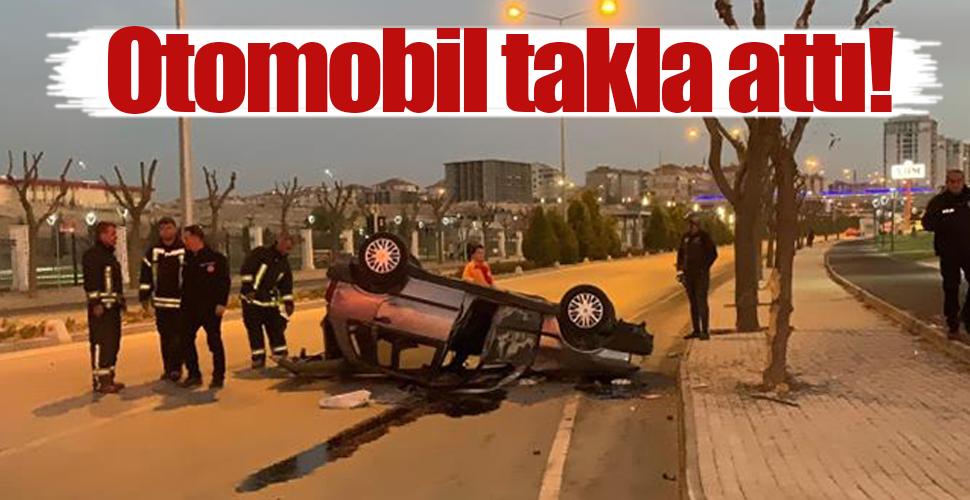 Karaman'da takla atıp ters dönen otomobilin sürücüsü yaralandı