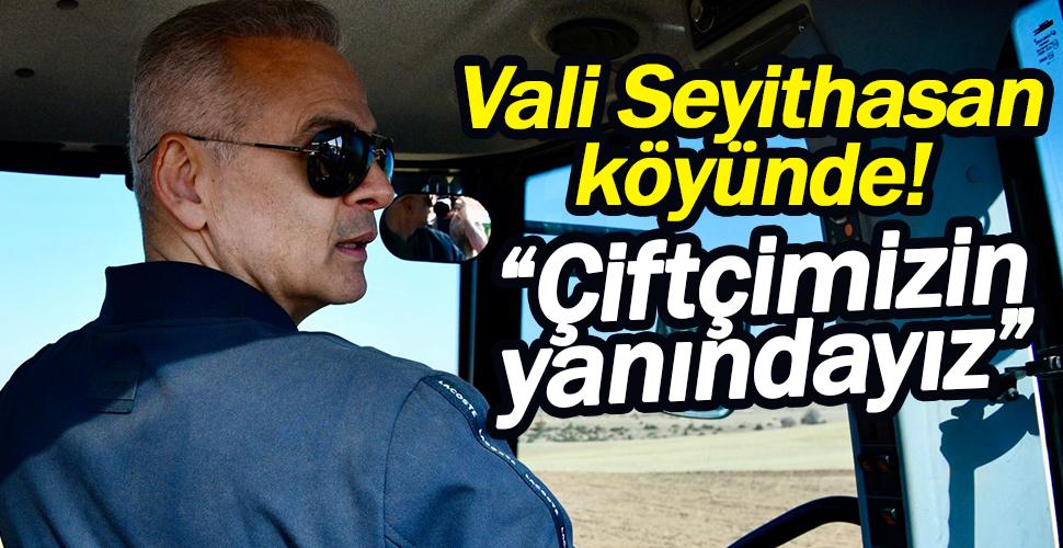 Vali Çiçekli, Seyithasan köyünde traktörle buğday ekimi yaptı