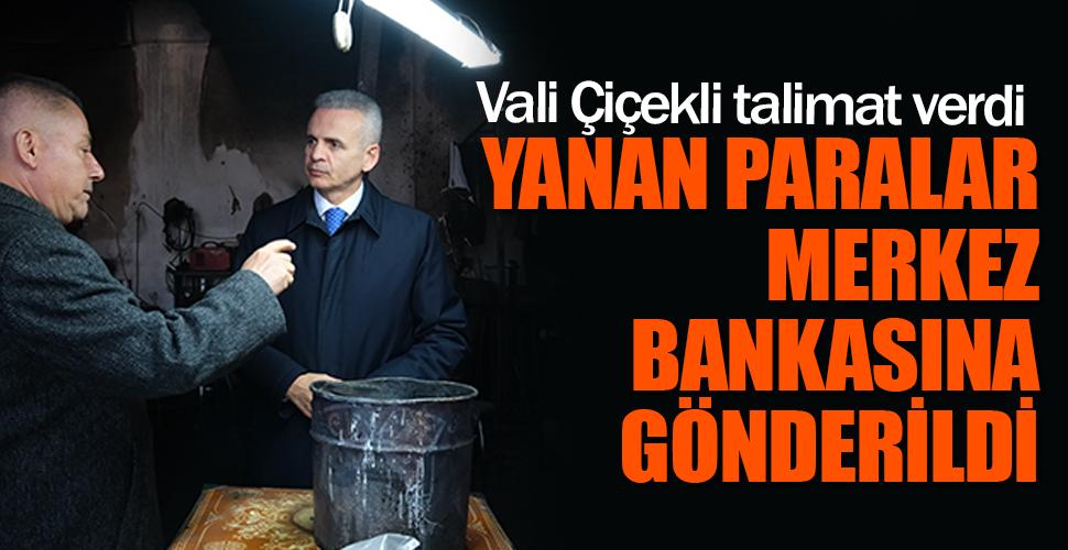 Karaman'da iş yerinde çıkan yangında yanan paralar Merkez Bankasına gönderildi