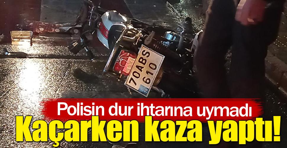 Karaman'da polisten kaçan motosikletli kaza yaparak yaralandı